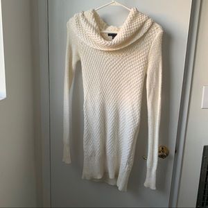 White Cowl Neck Long Sweater